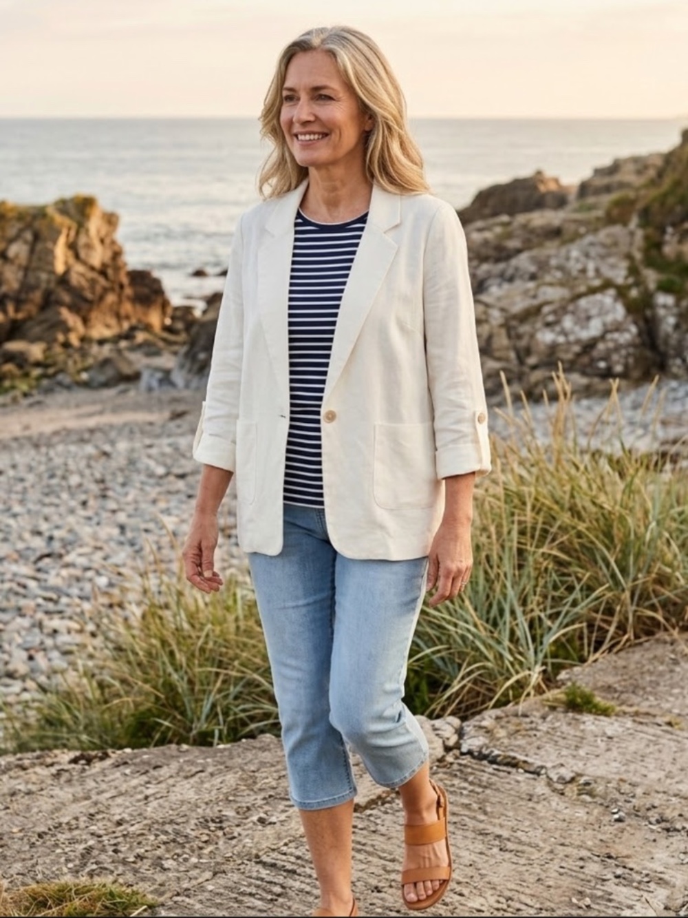 DREW White Linen Blazer Jacket Womens Size Small - NWT $288